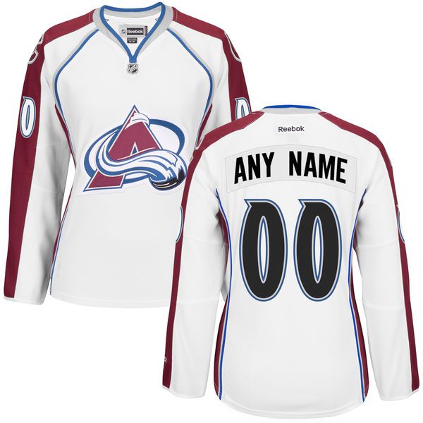Women Colorado Avalanche White Premier Away Custom NHL Jersey->->Custom Jersey